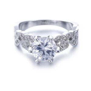 Vintage Style Cubic Zirconia Solitaire Sterling Silver Wedding Ring